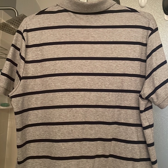 Grey and navy blue striped Polo shirt. - Picture 3 of 3